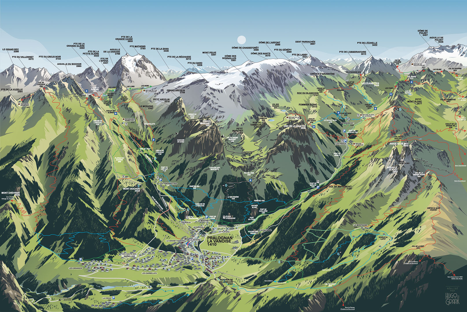 Carte pralognan des sentiers